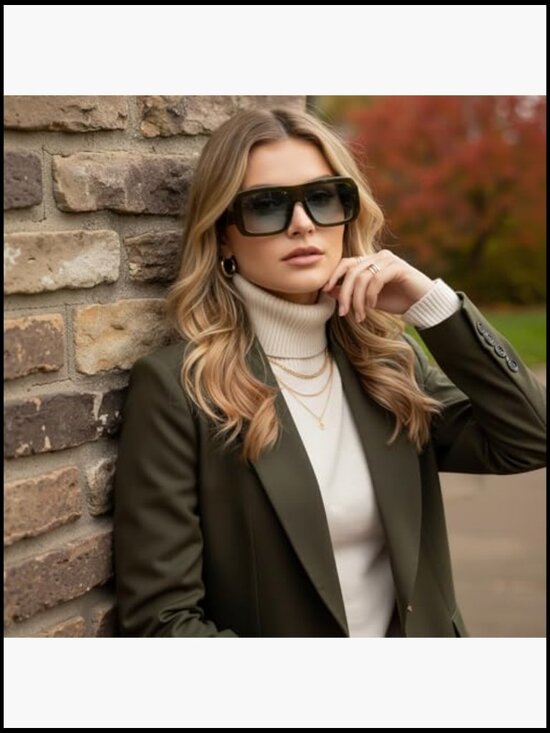 Trendy Retro Oversize Square Frame Sunglasses UV400 Protection main image 6
